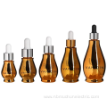 Cosmetic Essential Oil Perfume Gold Serum Dropper Bottles